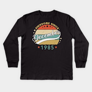 Awesome Since December 1985 Birthday Retro Sunset Vintage Kids Long Sleeve T-Shirt